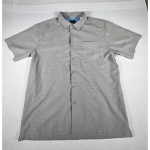 Quiksilver Waterman Collection Mens XL Grey Textured Grid Button Down EQMWT03150